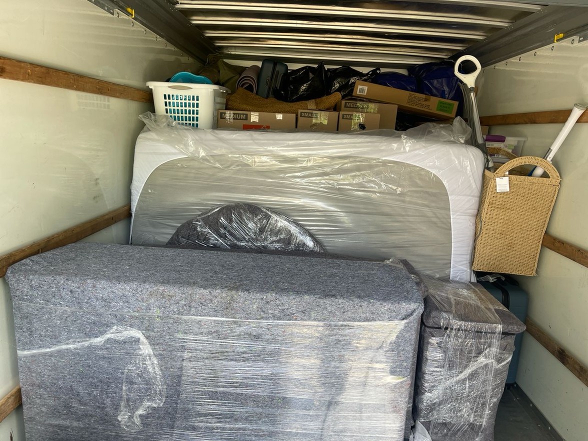 Fully loaded long-distance moving truck secured and ready for an interstate relocation from Middle Tennessee.